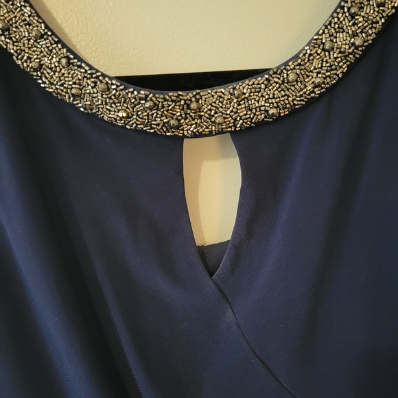 Alex Evenings Women's Royal Blue Embellished Beaded Formal Mini Dress. Size 14 - Picture 4 of 6